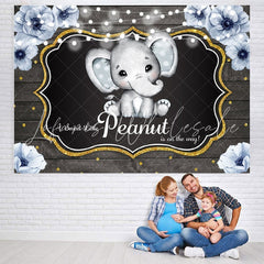 Lofaris Glitter Floral Peanut Elephant Baby Shower Backdrop