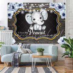 Lofaris Glitter Floral Peanut Elephant Baby Shower Backdrop