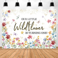 Lofaris Glitter Floral Spring 1st Birthday Backdrop For Girl
