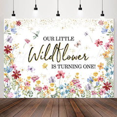 Lofaris Glitter Floral Spring 1st Birthday Backdrop For Girl
