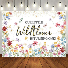 Lofaris Glitter Floral Spring 1st Birthday Backdrop For Girl