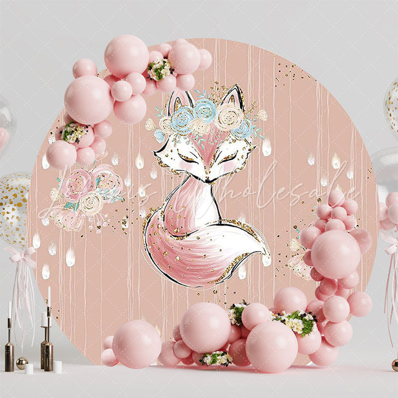 Glitter Fox Round Backdrop for Fun Party Celebration