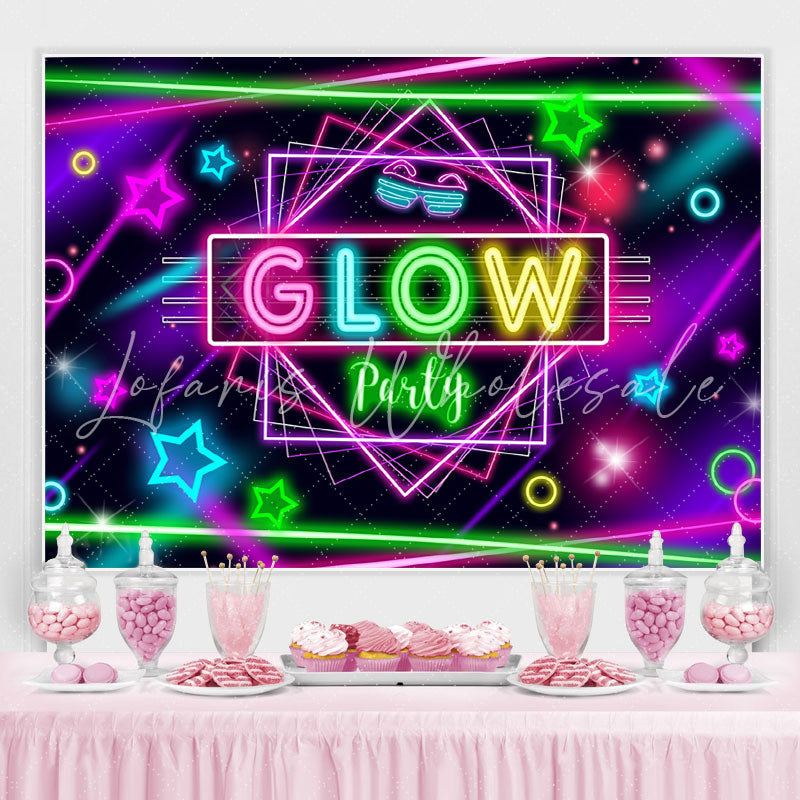 Lofaris Glitter Glow Party And Abstract Lines Birthday Backdrop