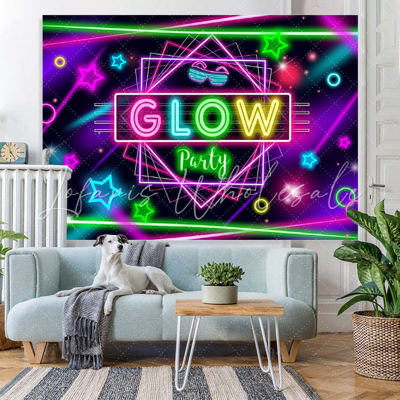 Lofaris Glitter Glow Party And Abstract Lines Birthday Backdrop