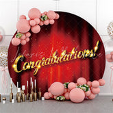 Lofaris Glitter Gold And Red Circle Happy Graduation Backdrop