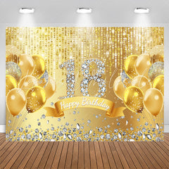 Lofaris Glitter Gold Balloons Diamond 18Th Birthday Backdrop