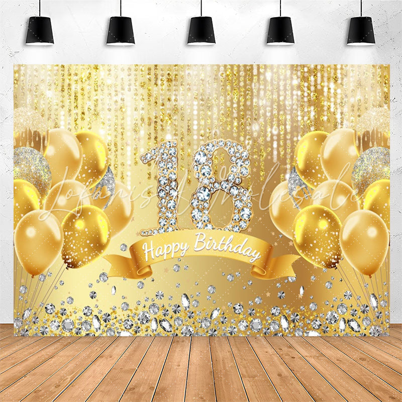 Lofaris Glitter Gold Balloons Diamond 18Th Birthday Backdrop