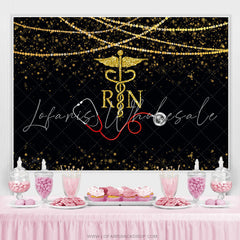 Lofaris Glitter Golden And Bokeh Stethoscope Themed Backdrop