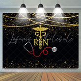Lofaris Glitter Golden And Bokeh Stethoscope Themed Backdrop