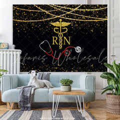 Lofaris Glitter Golden And Bokeh Stethoscope Themed Backdrop