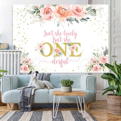 Lofaris Glitter Golden And Pink Flowers Onederful Backdrop