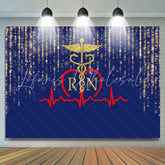 Lofaris Glitter Golden Blue Bokeh Stethoscope Themed Backdrop