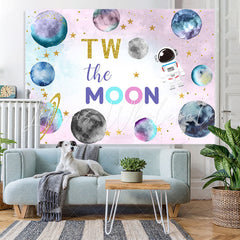 Lofaris Glitter Golden Lovely Astronaut Two The Moon Backdrop