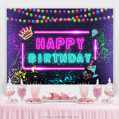 Lofaris Glitter Graffiti And Ocktail Happy Birthday Backdrop