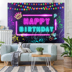 Lofaris Glitter Graffiti And Ocktail Happy Birthday Backdrop