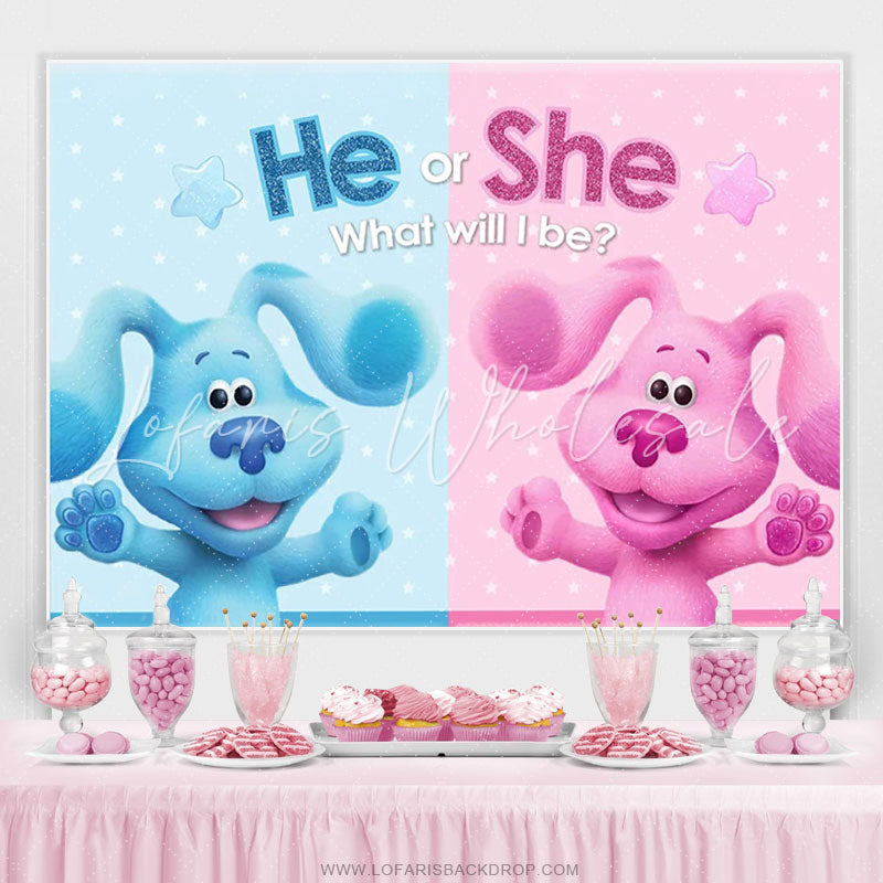 Lofaris Glitter He Or She Little Dogs Baby Shower Backdrop