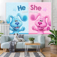 Lofaris Glitter He Or She Little Dogs Baby Shower Backdrop