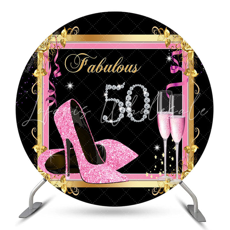 Lofaris Glitter Heels Fabulous Round 50th Birthday Backdrop