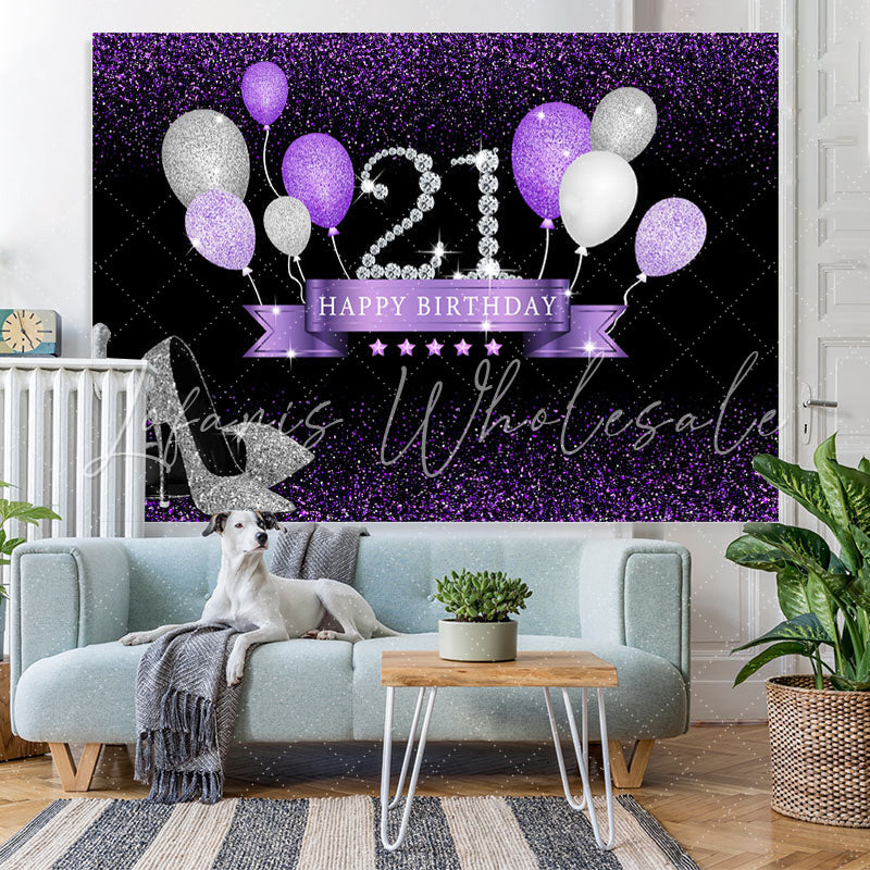 Lofaris Glitter High-Heels 21St Birthday Backdrop With Balloon