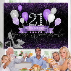 Lofaris Glitter High-Heels 21St Birthday Backdrop With Balloon