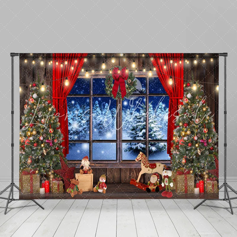 Lofaris Glitter Light And Tree Christmas Backdrop for Winter
