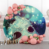Lofaris Glitter Light Blue Bokeh Carnival Theme Round Backdrop
