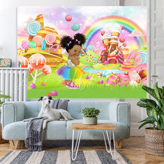 Lofaris Glitter Light Candy House Baby Shower Backdrop For Girl