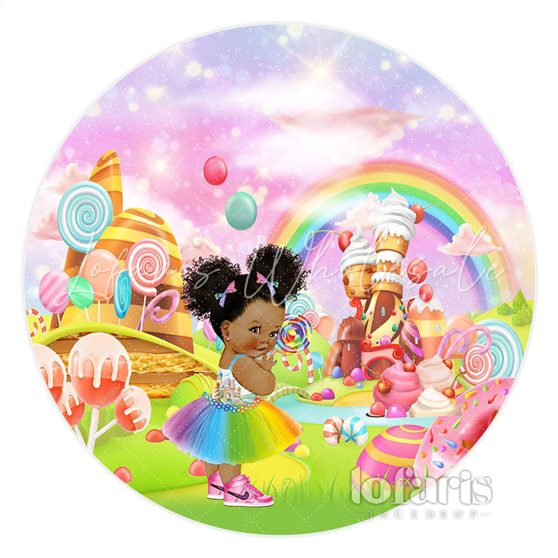 Lofaris Glitter Light Candy House Baby Shower Circle Backdrop