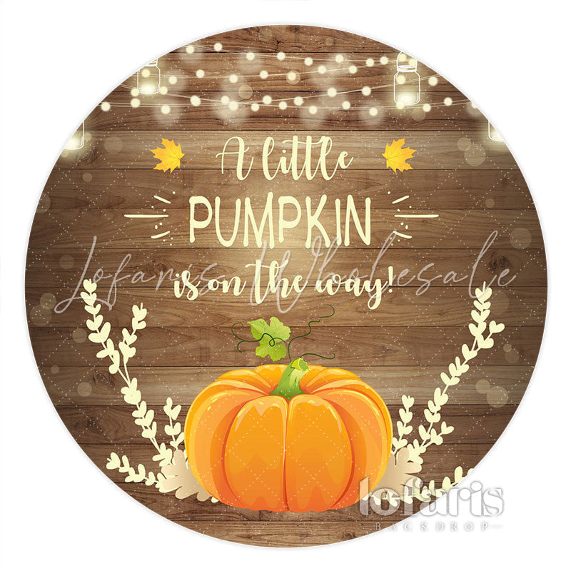 Lofaris Glitter Lights Circle Pumpkin Baby Shower Backdrop