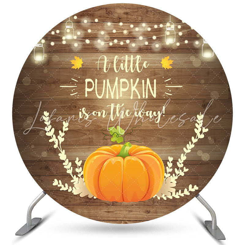 Lofaris Glitter Lights Circle Pumpkin Baby Shower Backdrop