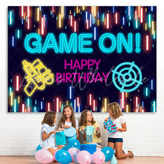 Lofaris Glitter Lights Game On Theme Happy Birthday Backdrop
