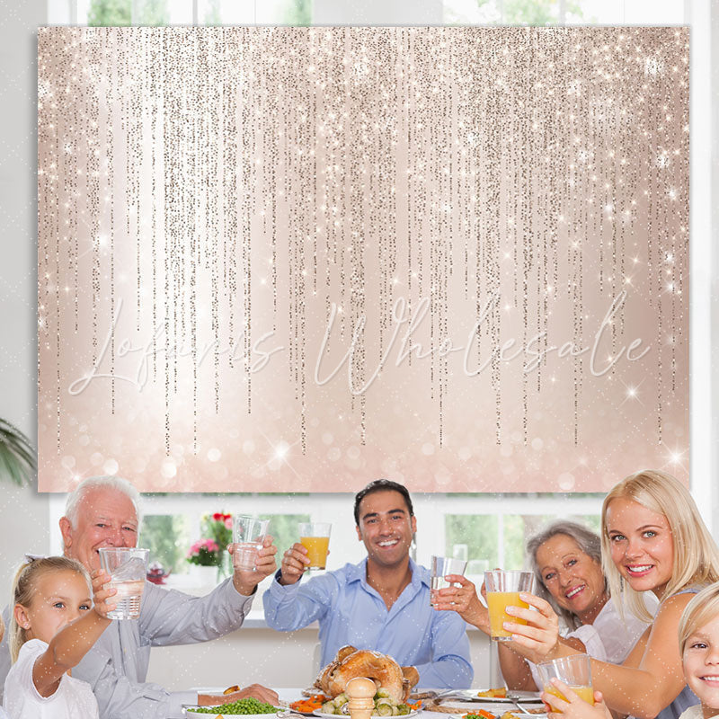 Lofaris Glitter Lines And Light Pink Bokeh Birthday Backdrop