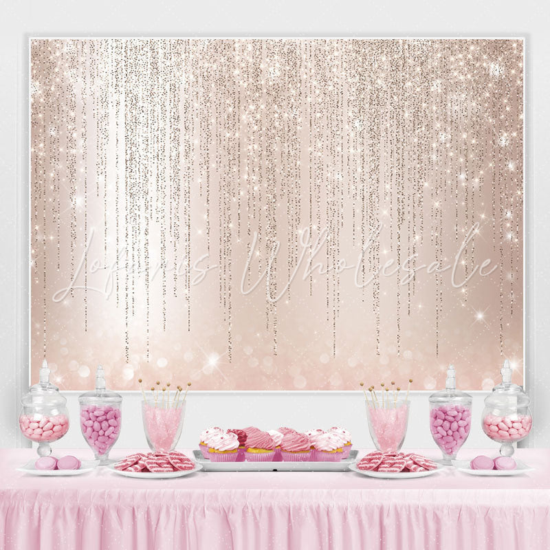 Lofaris Glitter Lines And Light Pink Bokeh Birthday Backdrop