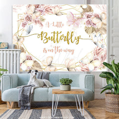 Lofaris Glitter Little Butterfly On The Way Baby Shower Backdrop