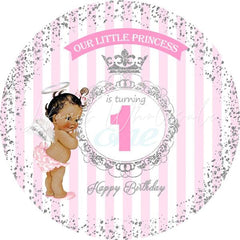 Lofaris Glitter Little Princess Round 1st Birthday Backdrop