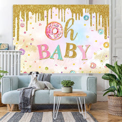 Lofaris Glitter Lovely Donut Baby Shower Backdrop For Girl