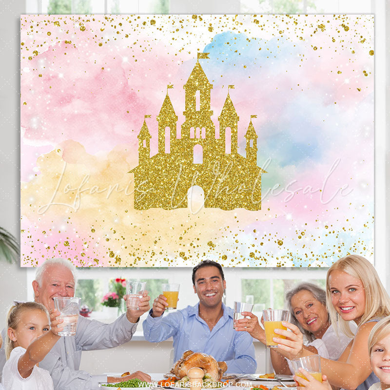 Lofaris Glitter Magic Sky World With Castle Cute Backdrop