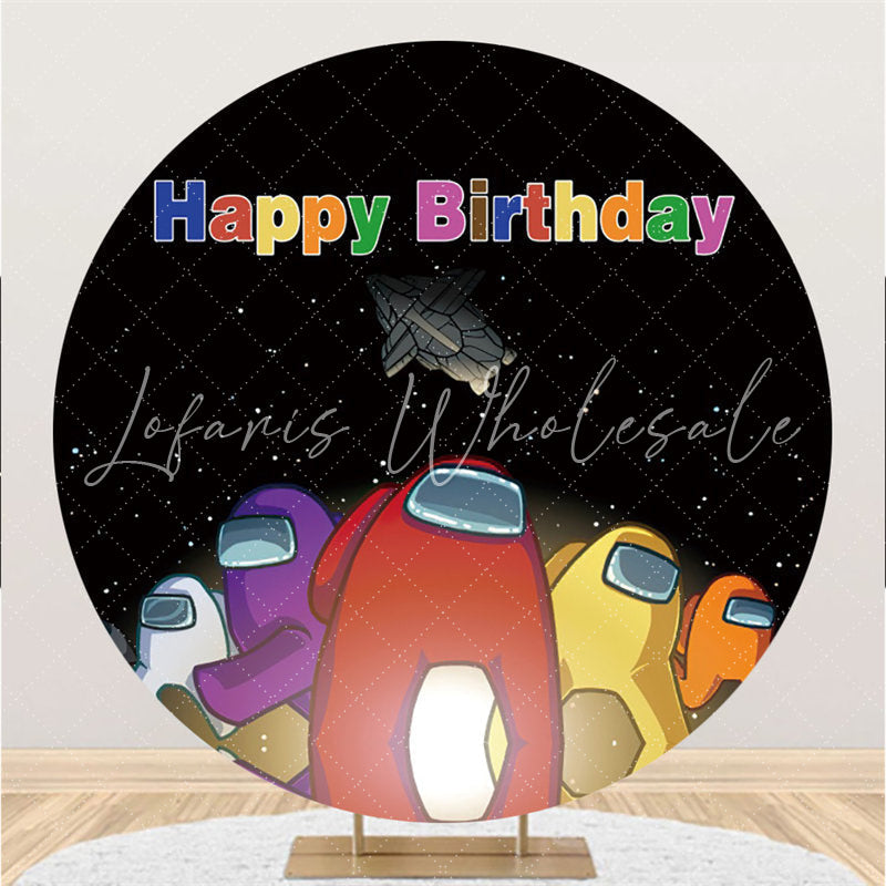 Lofaris Glitter Night Round Cartoon Games Birthday Backdrop