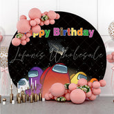 Lofaris Glitter Night Round Cartoon Games Birthday Backdrop