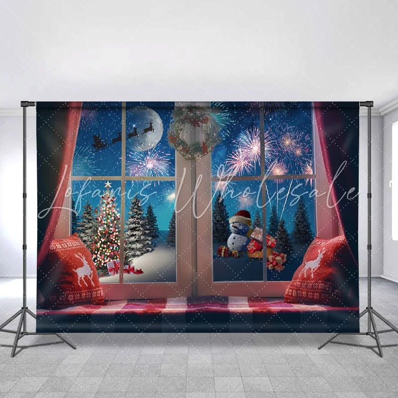 Lofaris Glitter Outside The Window Christmas Backdrop For Party