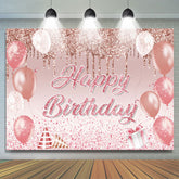 Lofaris Glitter Pink Balloons Gift Happy Birthday Backdrop