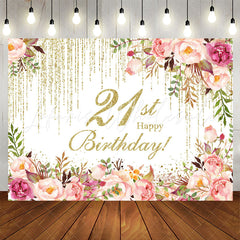 Lofaris Glitter Pink Floral Backdrop For 21st Birthday Party