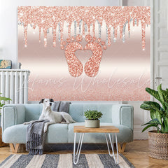 Lofaris Glitter Pink Little Feet Backdrop Baby Shower For Girl