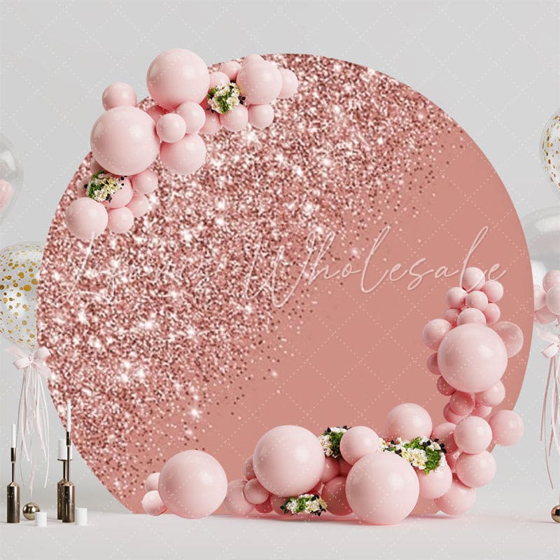 Glitter Pink Round Backdrop For Glamorous Kids Party Fun