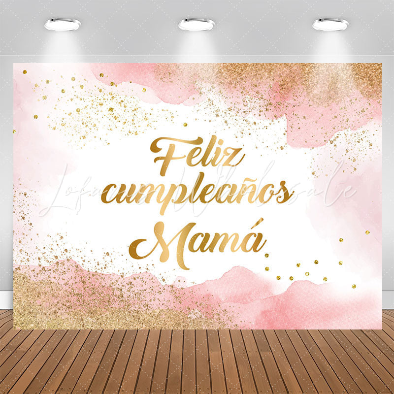 Lofaris Glitter Pink Watercolor Ink Feliz Cumpleanos Backdrop