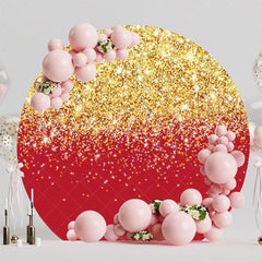 Glitter Red Sparkle Round Backdrop For Glamorous Party Decor