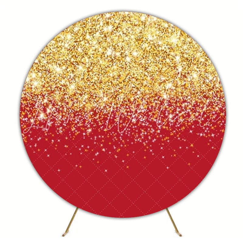 Glitter Red Sparkle Round Backdrop For Glamorous Party Decor