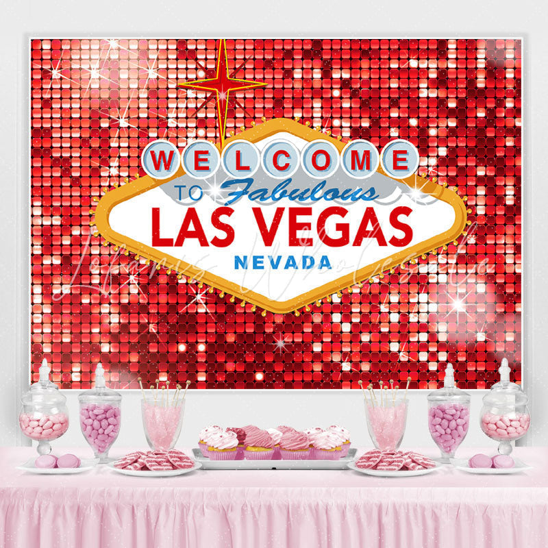 Lofaris Glitter Red With Shining Light Happy Birthday Backdrop