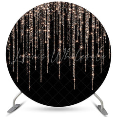 Lofaris Glitter Rose Gold Black Happy Birthday Circle Backdrop