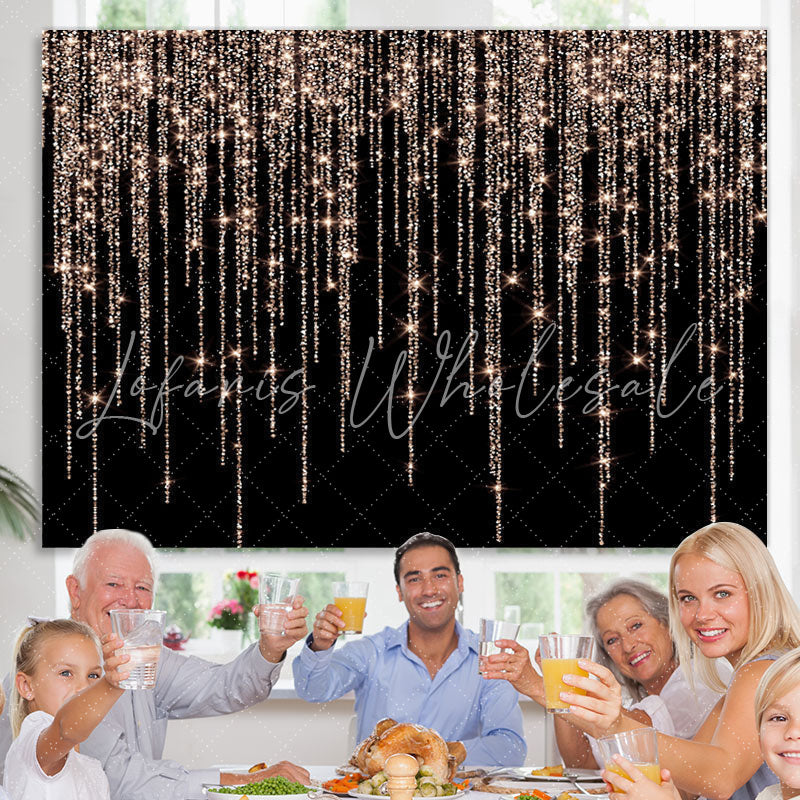 Lofaris Glitter Rose Gold Golden Black Birthday Background